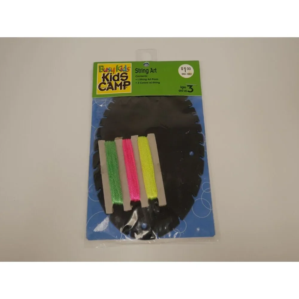 Busy Kids Camp String Art Craft Kit Neon Thread Shapes New Sealed